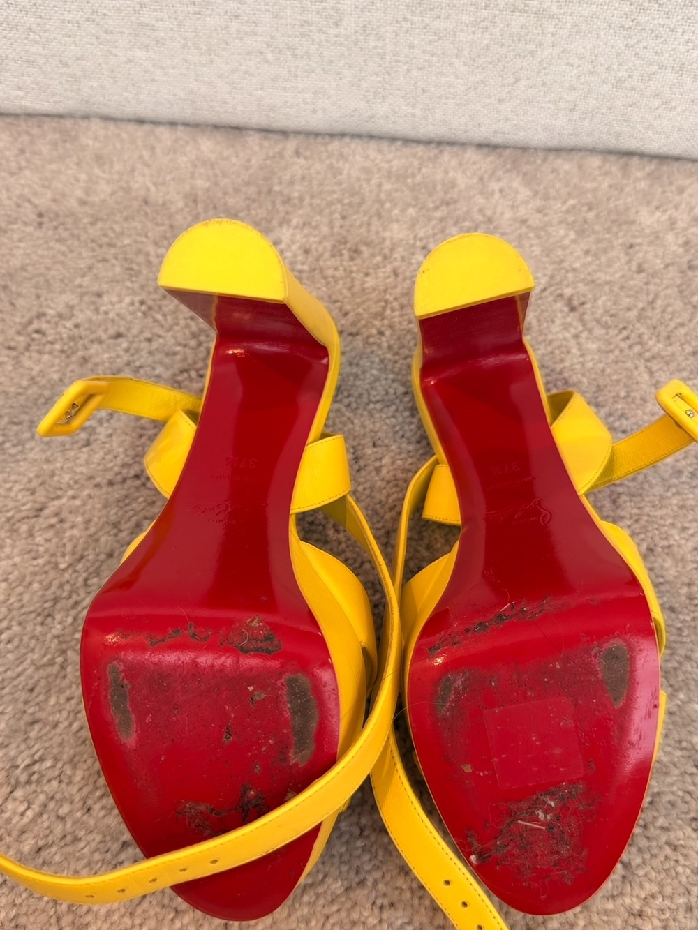 Christian Louboutin Yellow Crisscross Platform Sandals - Picture 6 of 7